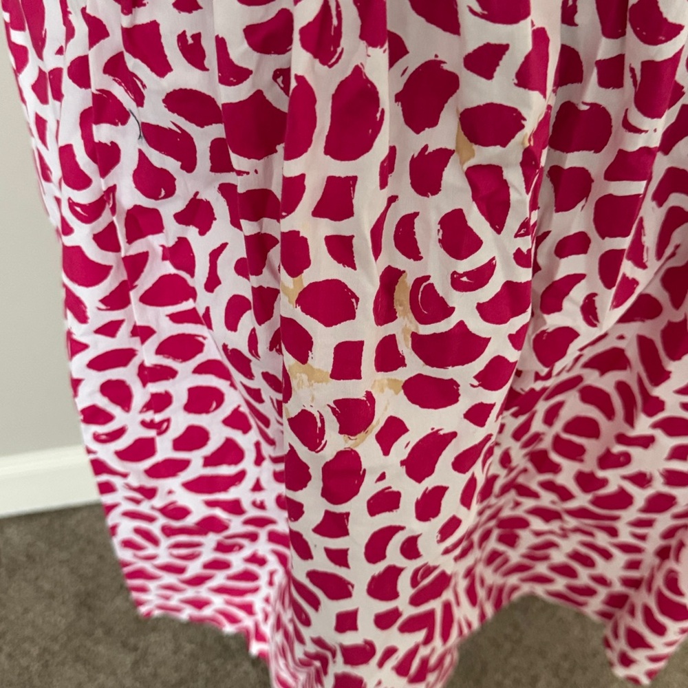 Oscar de la Renta Fuchsia and White Midi Dress - Picture 2 of 6